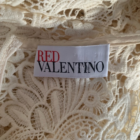 Valentino Red Floral Macrame Embroidered Dress - Picture 8 of 12